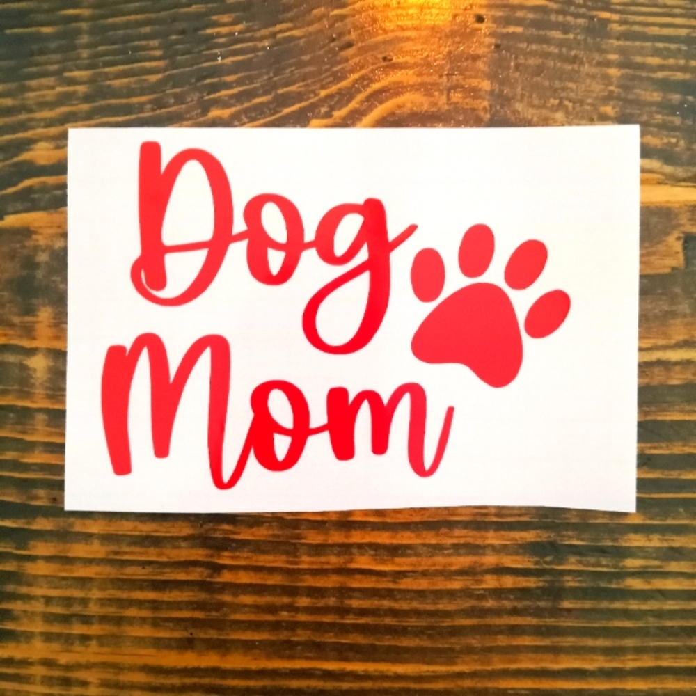 Dog Mom vinyl car decal RED